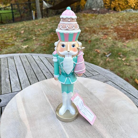 NEW Cupcakes and Cashmere Nutcracker 14” Mint Green Pink Pastel Christmas Decor - Picture 1 of 11